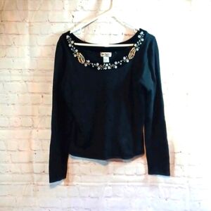 Tiara International  Beaded Black Christmas Dressy Sweater XL